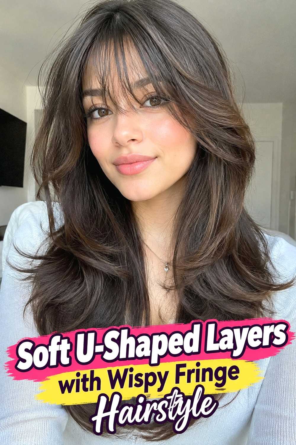 8. Soft U Shaped Layers With Wispy Fringe Hairstyle