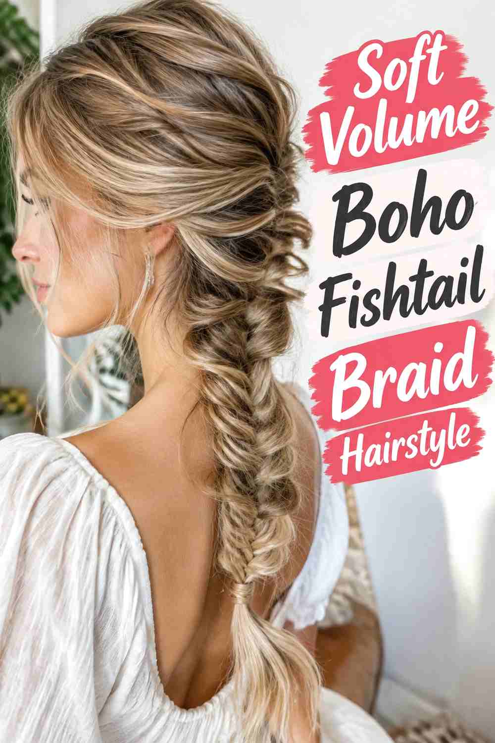 15. Soft Volume Boho Fishtail Braid Hairstyle