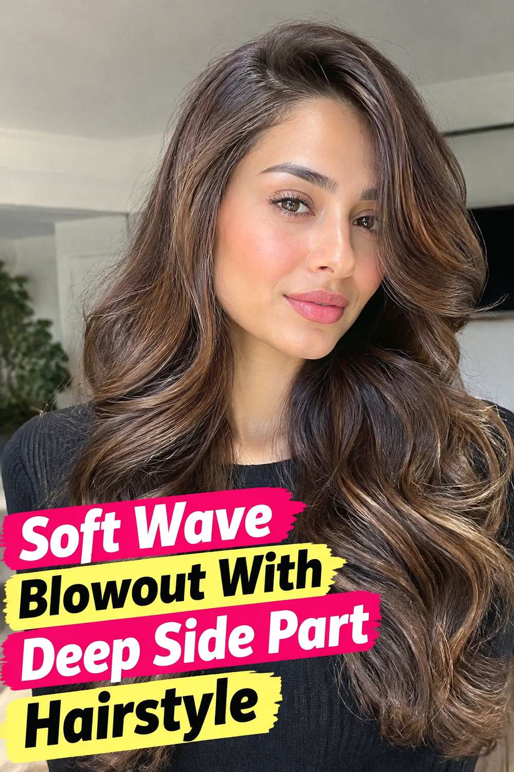 Soft Wave Blowout With Deep Side Part Hairstyle
