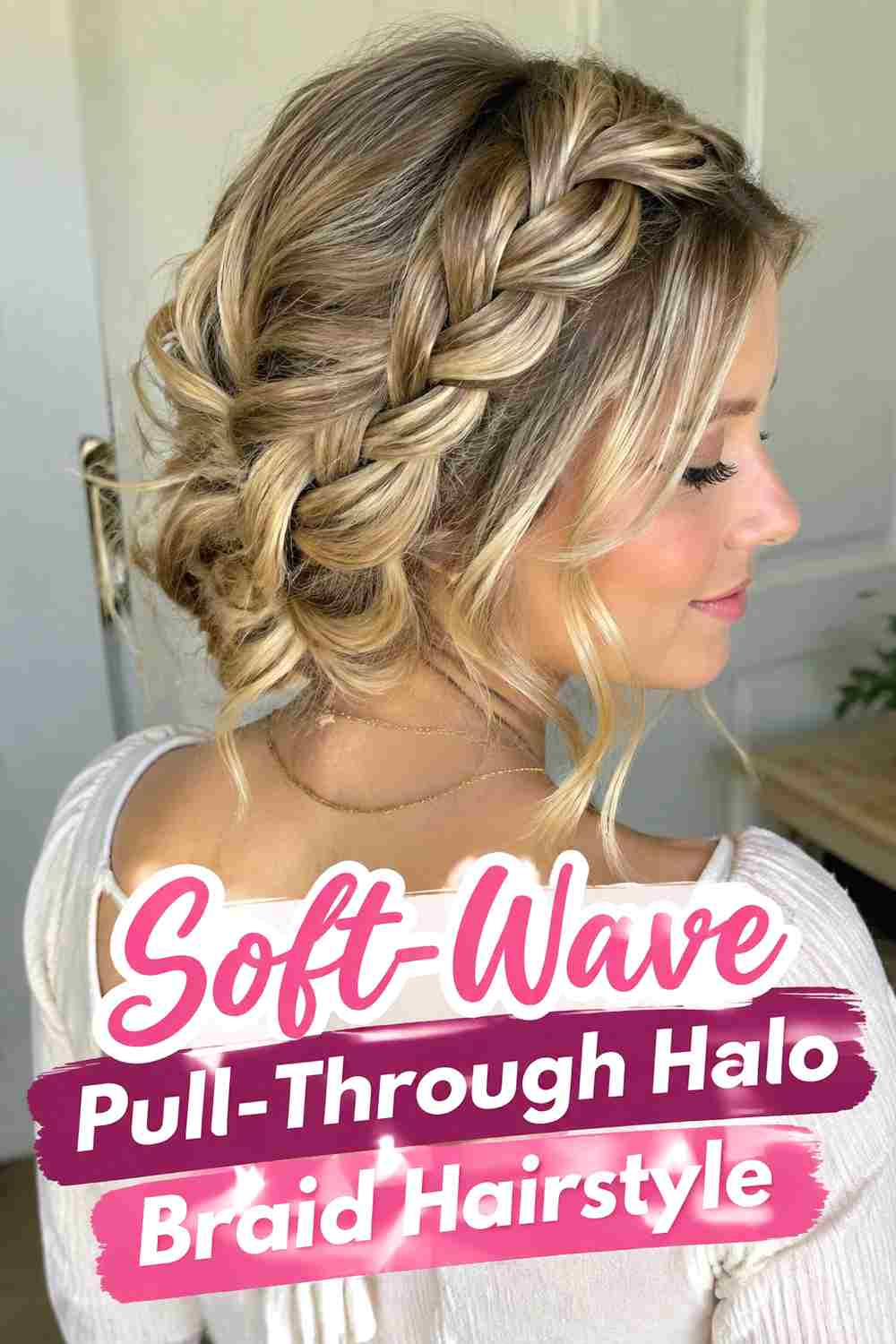 4. Soft Wave Pull Through Halo Braid Hairstyle
