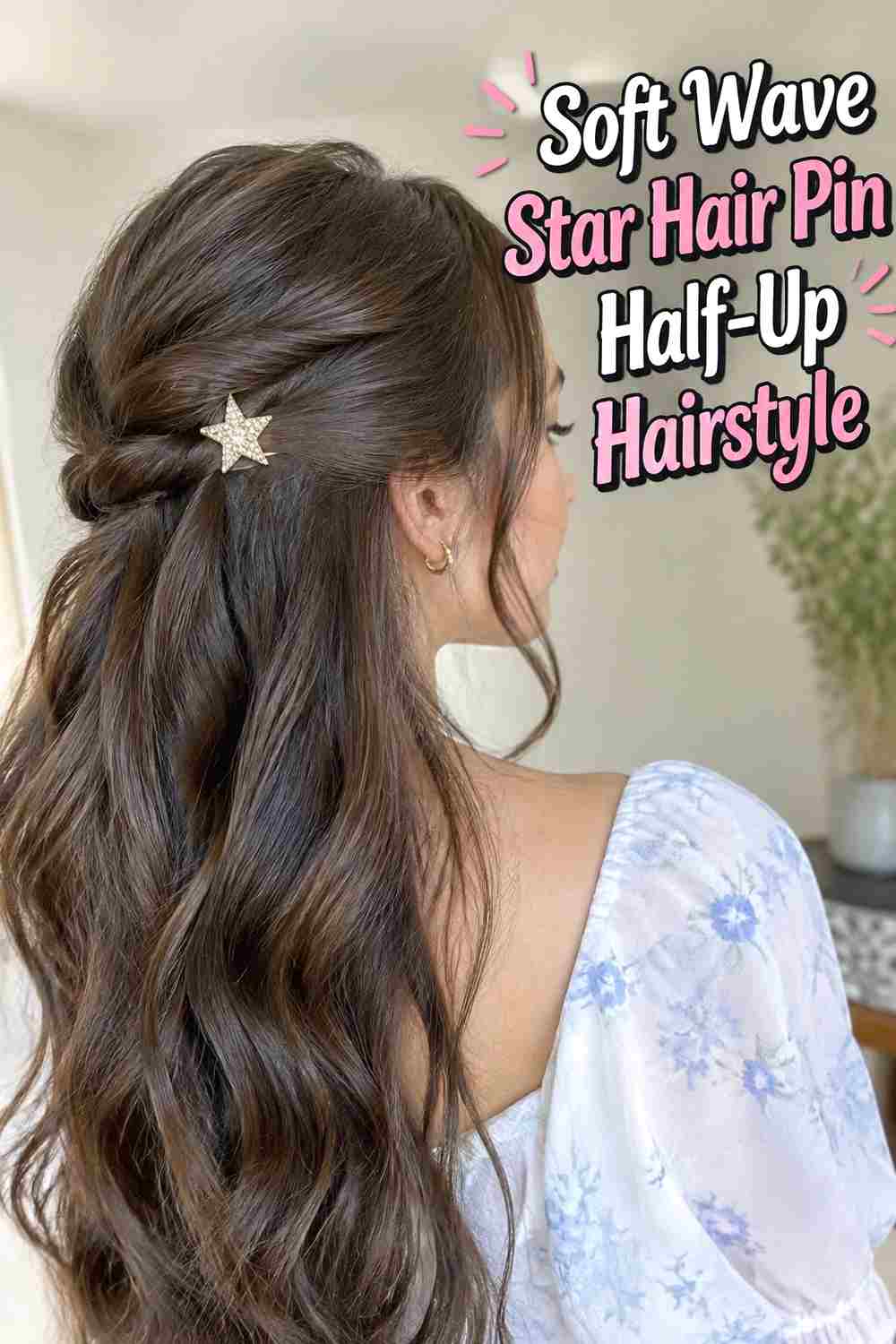 5. Soft Wave Star Hair Pin Half Up Hairstyle