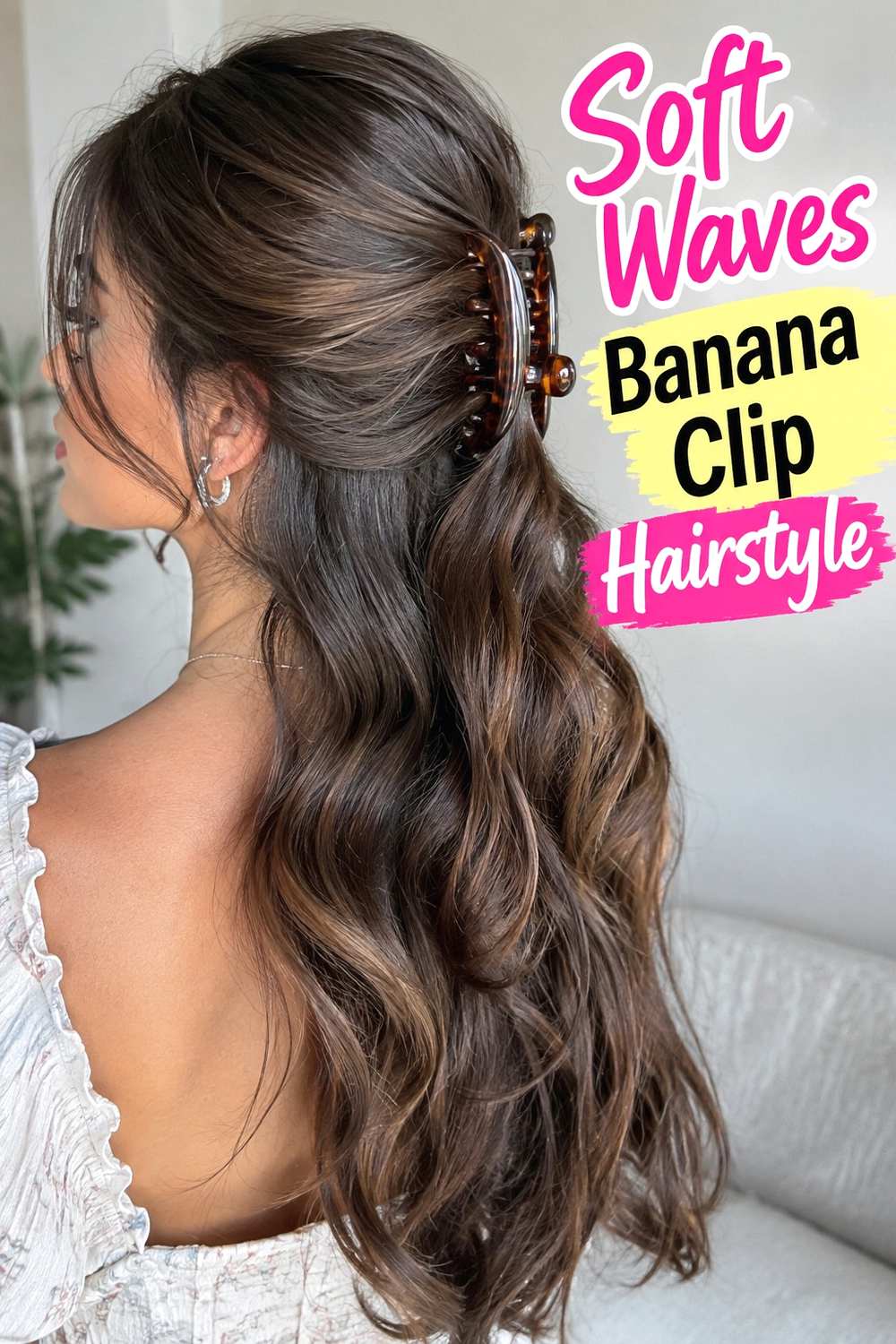 7. Soft Waves Banana Clip Hairstyle