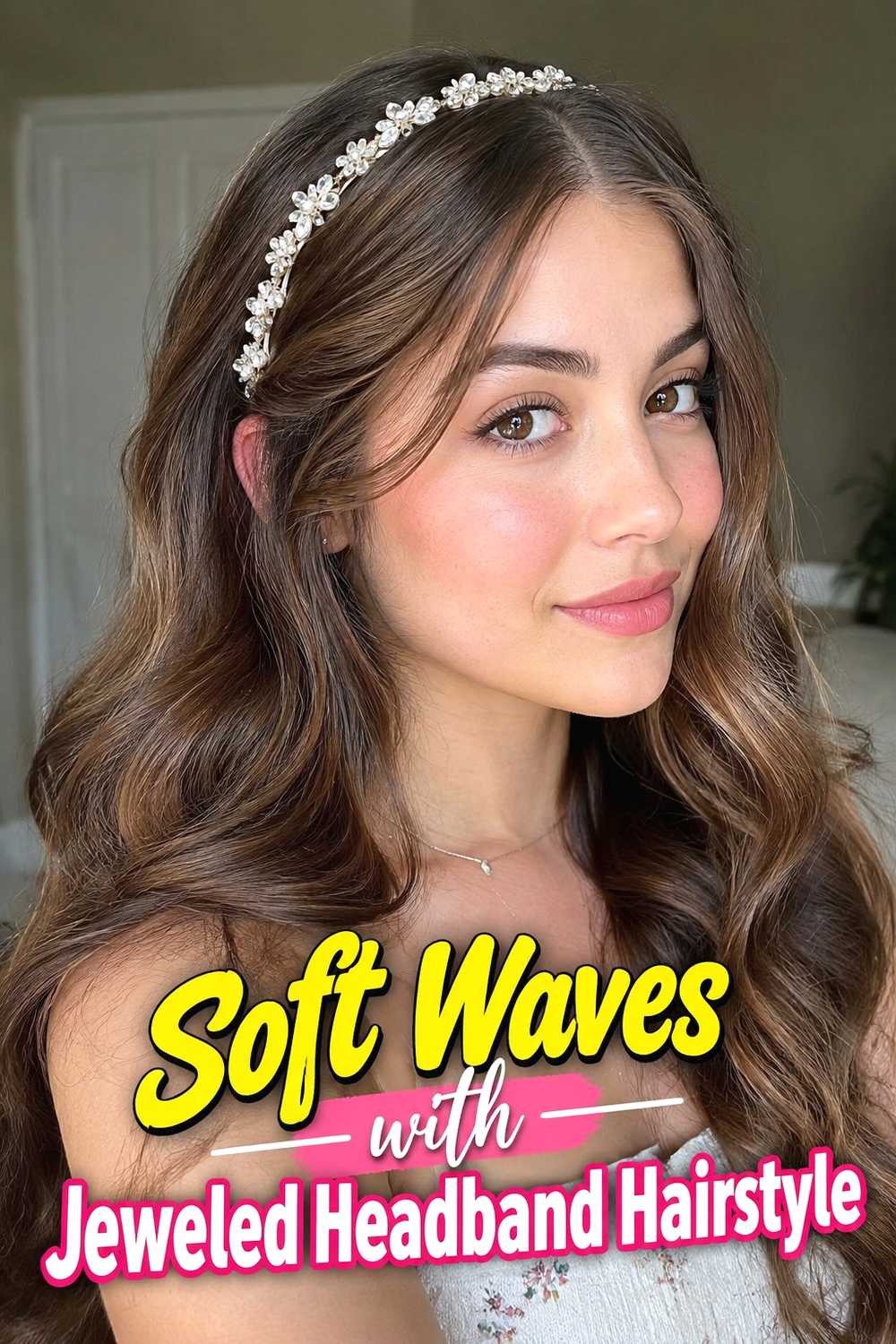 1. Soft Waves With Jeweled Headband Hairstyle