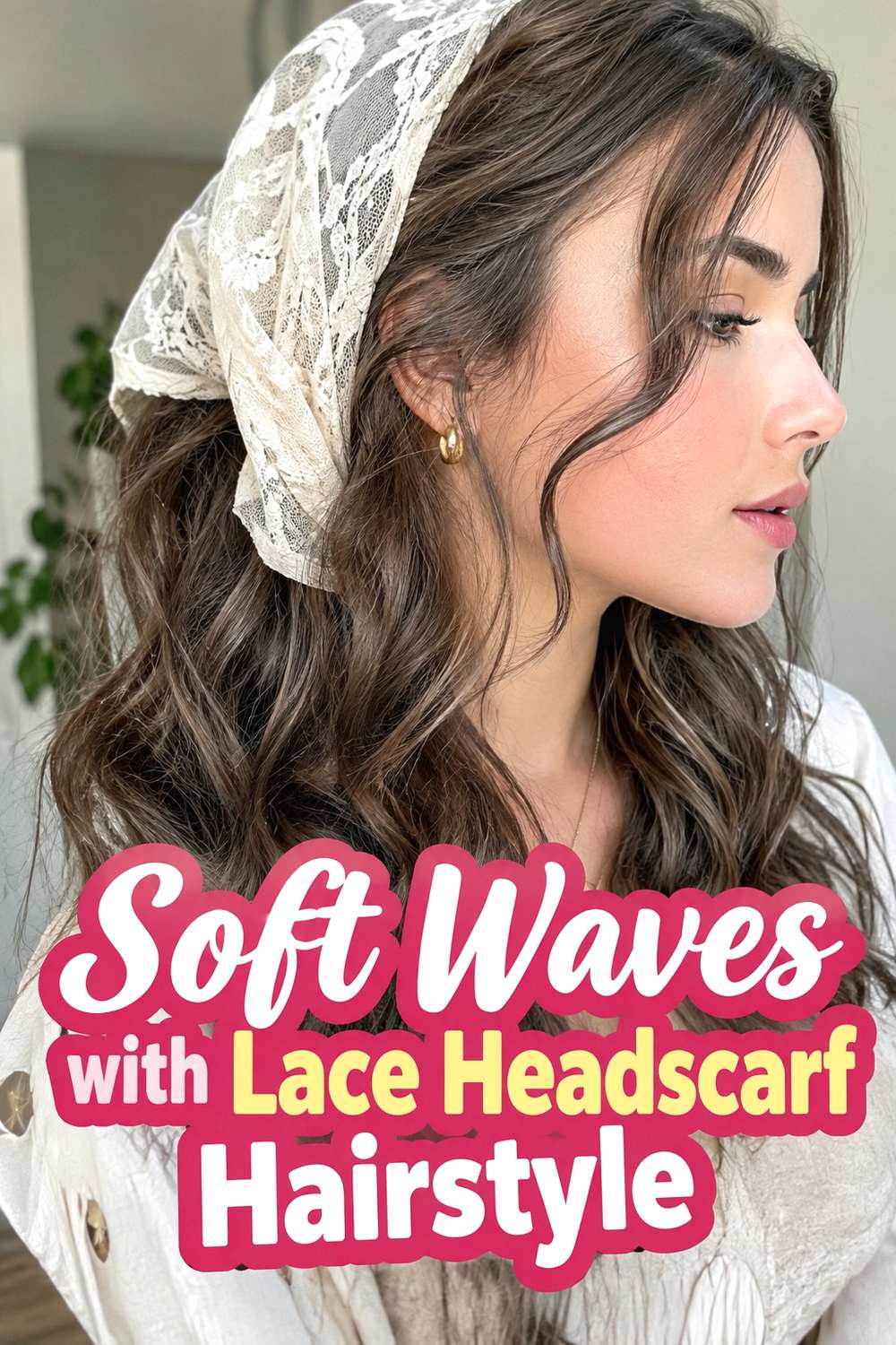 1. Soft Waves With Lace Headscarf Hairstyle