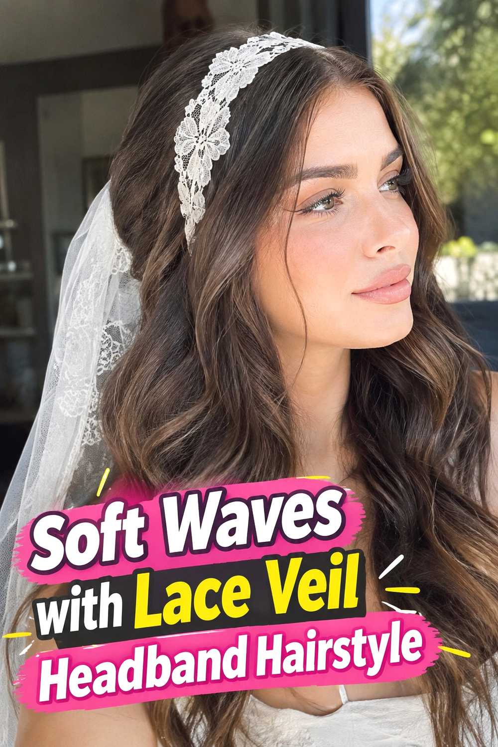 1. Soft Waves With Lace Veil Headband Hairstyle