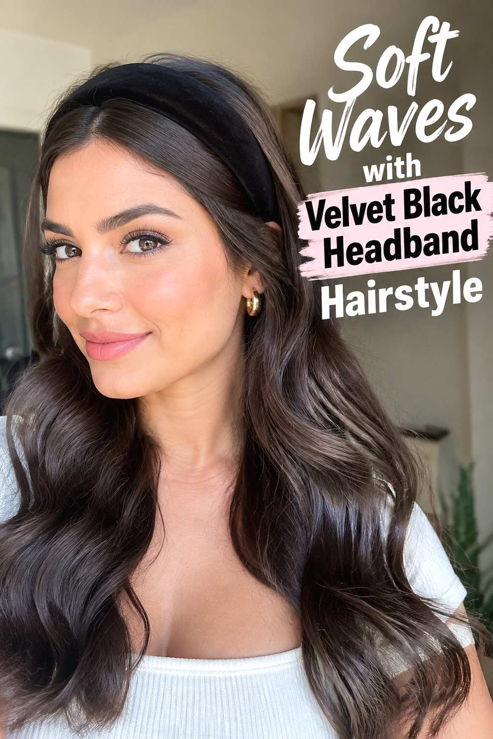 Soft Waves with Velvet Black Headband Hairstyle