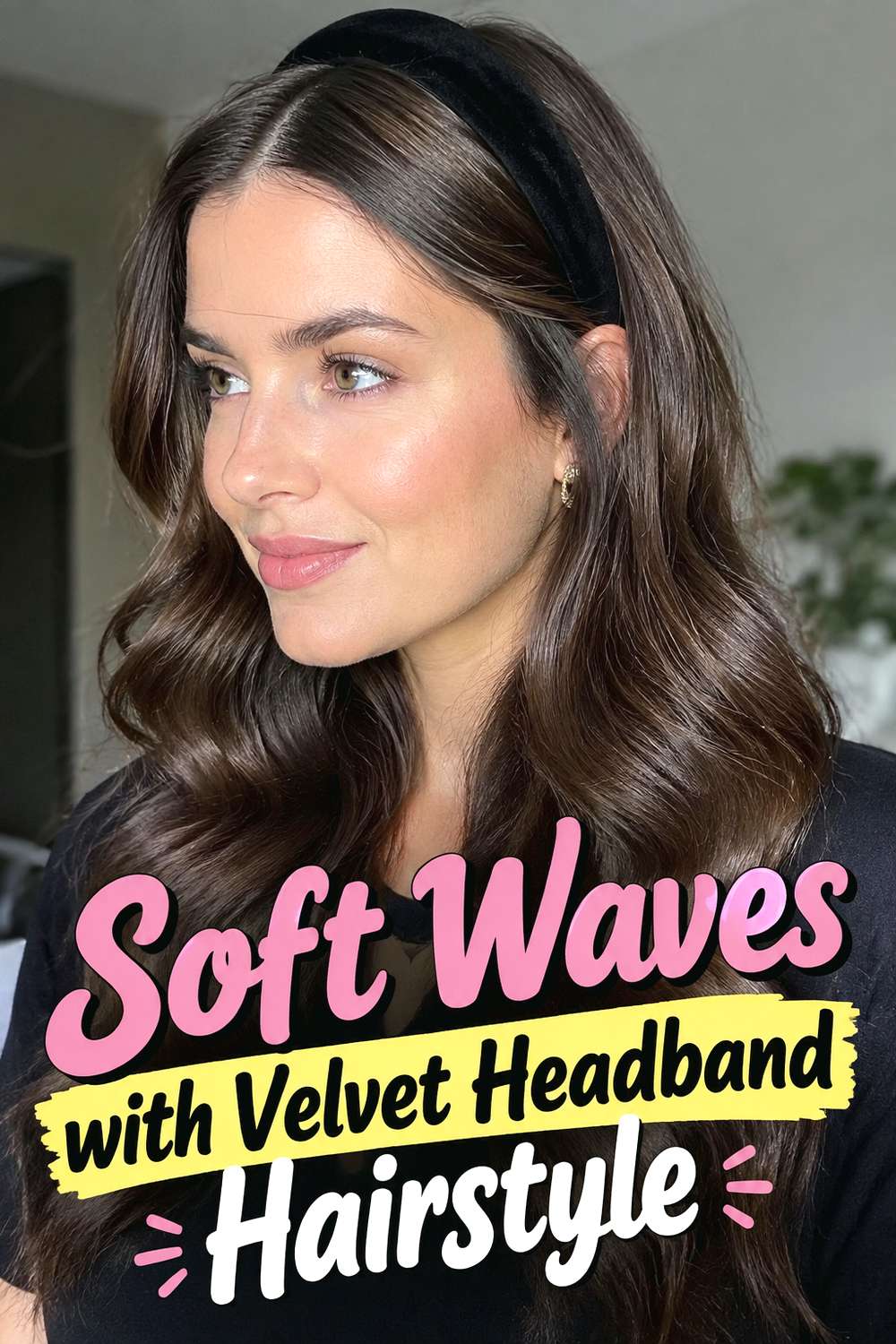 Soft Waves with Velvet Headband Hairstyle