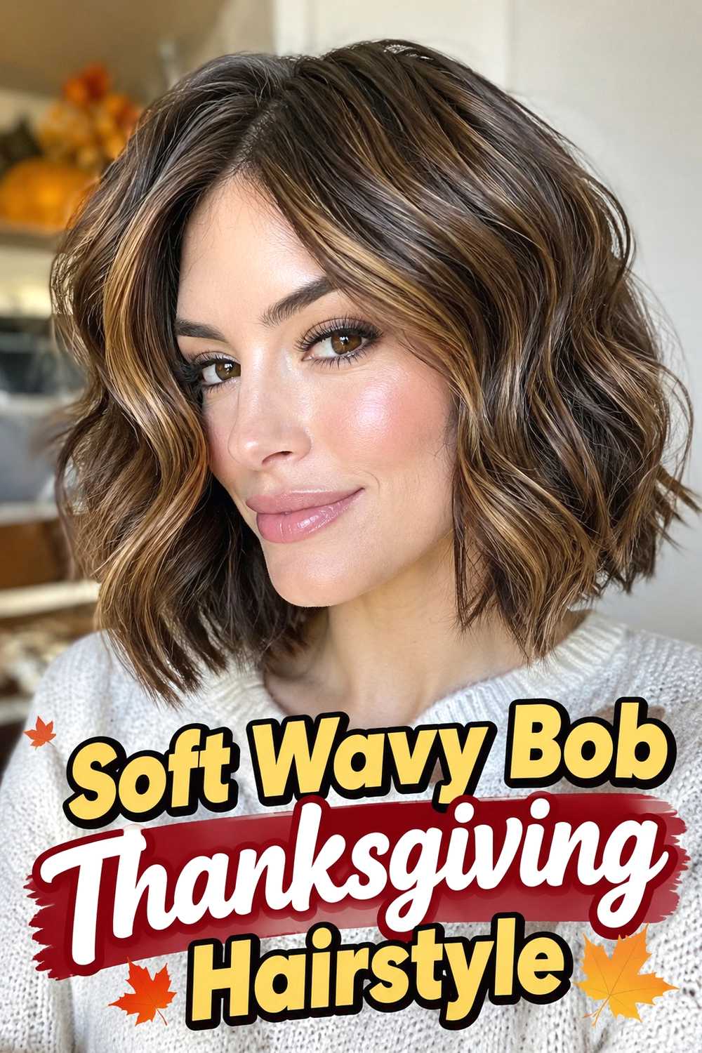 1. Soft Wavy Bob Thanksgiving Hairstyle