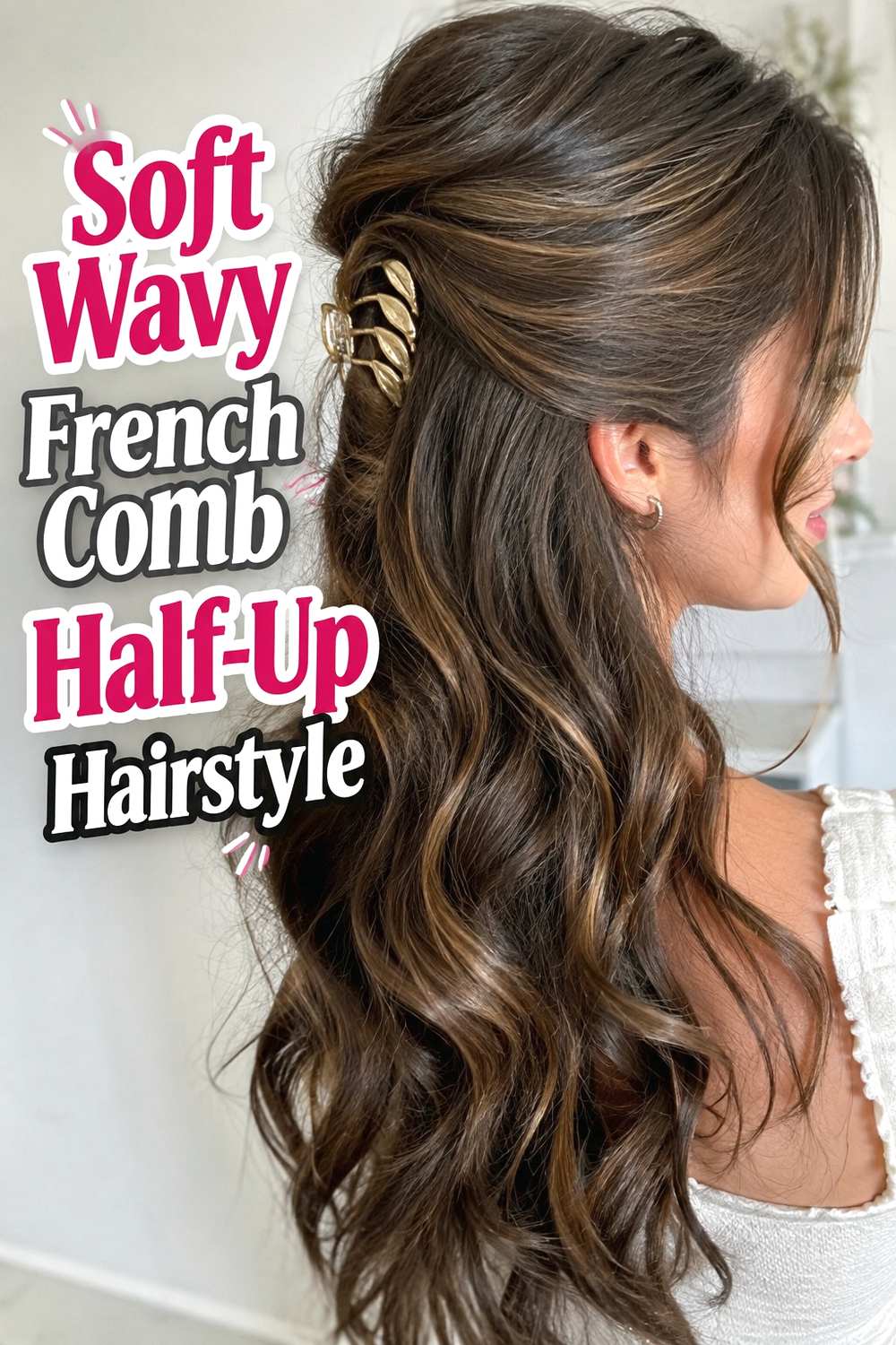 2. Soft Wavy French Comb Half Up Hairstyle