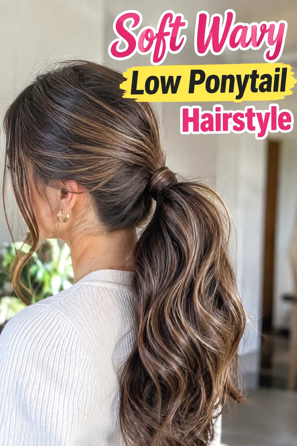 Soft Wavy Low Ponytail Hairstyle