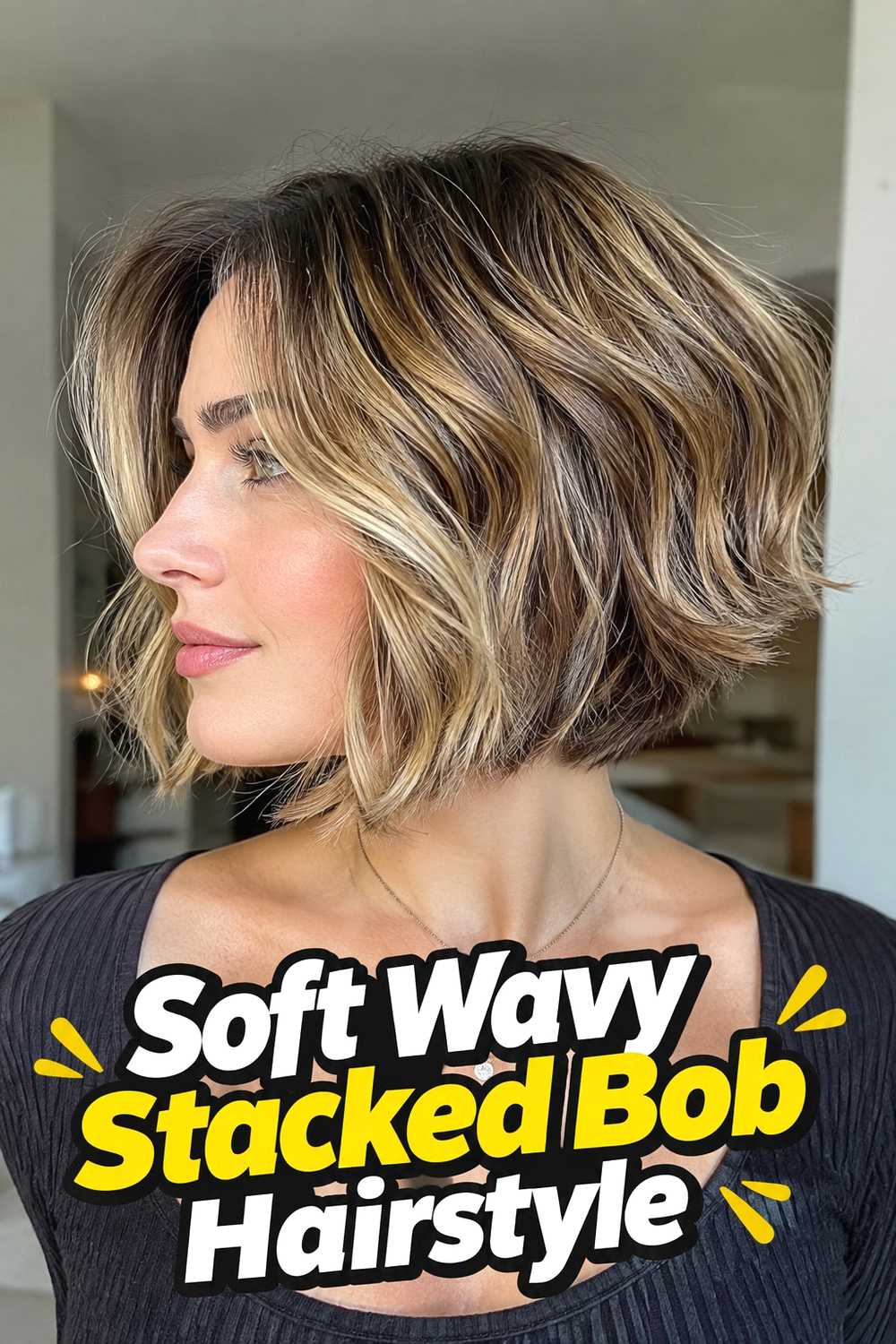5. Soft Wavy Stacked Bob Hairstyle