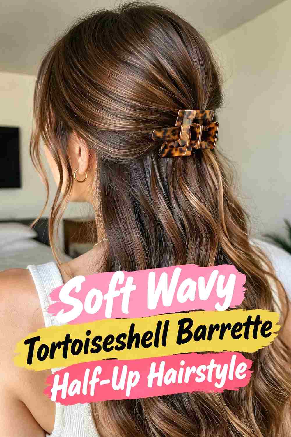 3. Soft Wavy Tortoiseshell Barrette Half Up Hairstyle