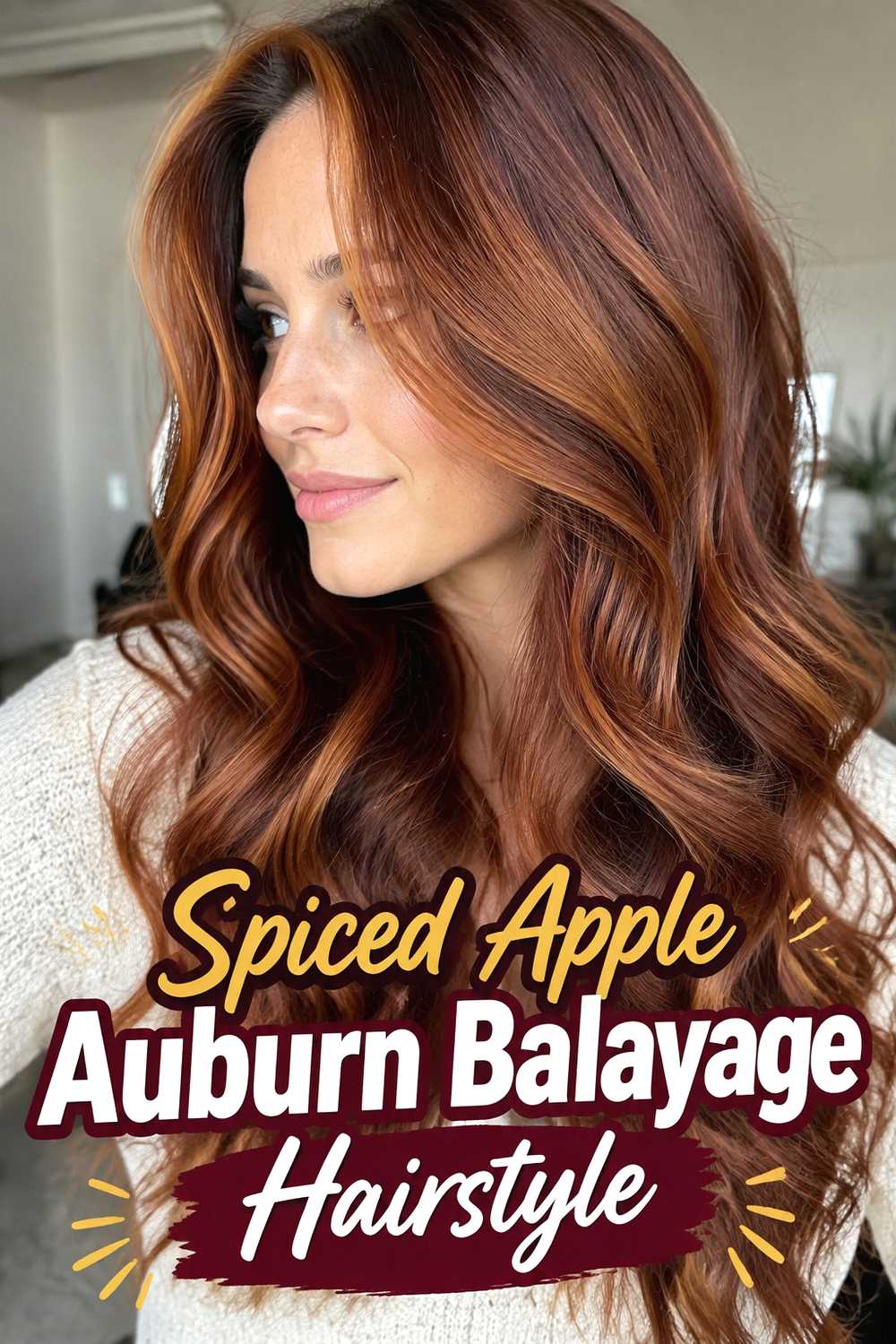 2. Spiced Apple Auburn Balayage Hairstyle