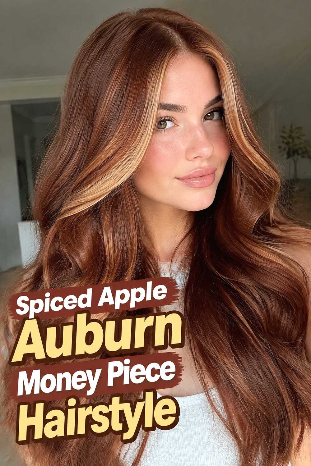 6. Spiced Apple Auburn Money Piece Hairstyle