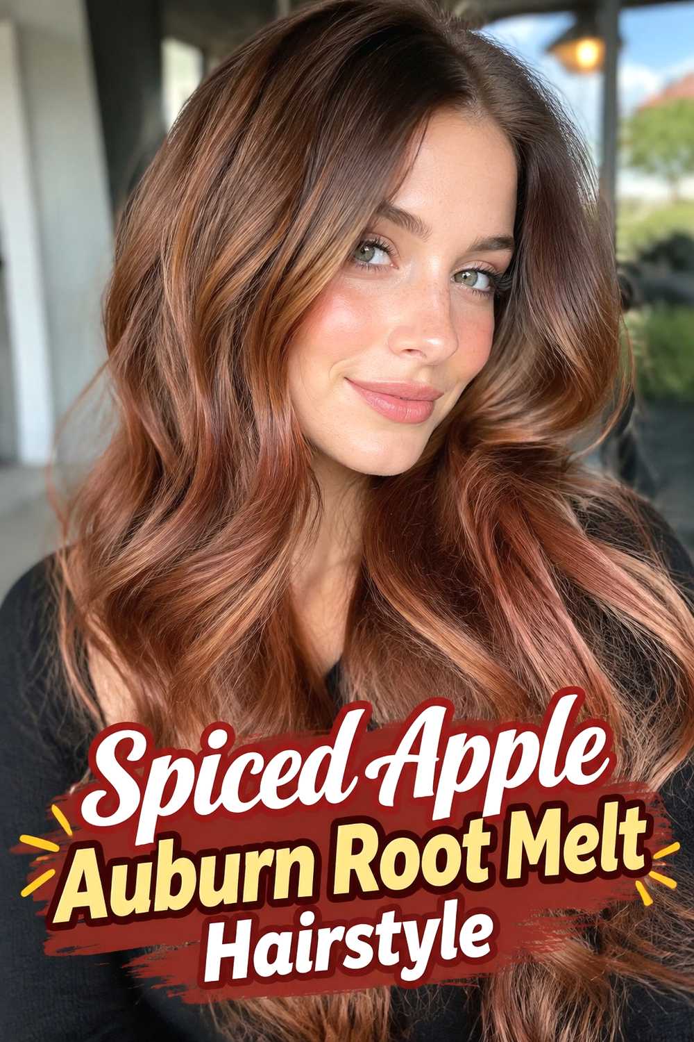 7. Spiced Apple Auburn Root Melt Hairstyle