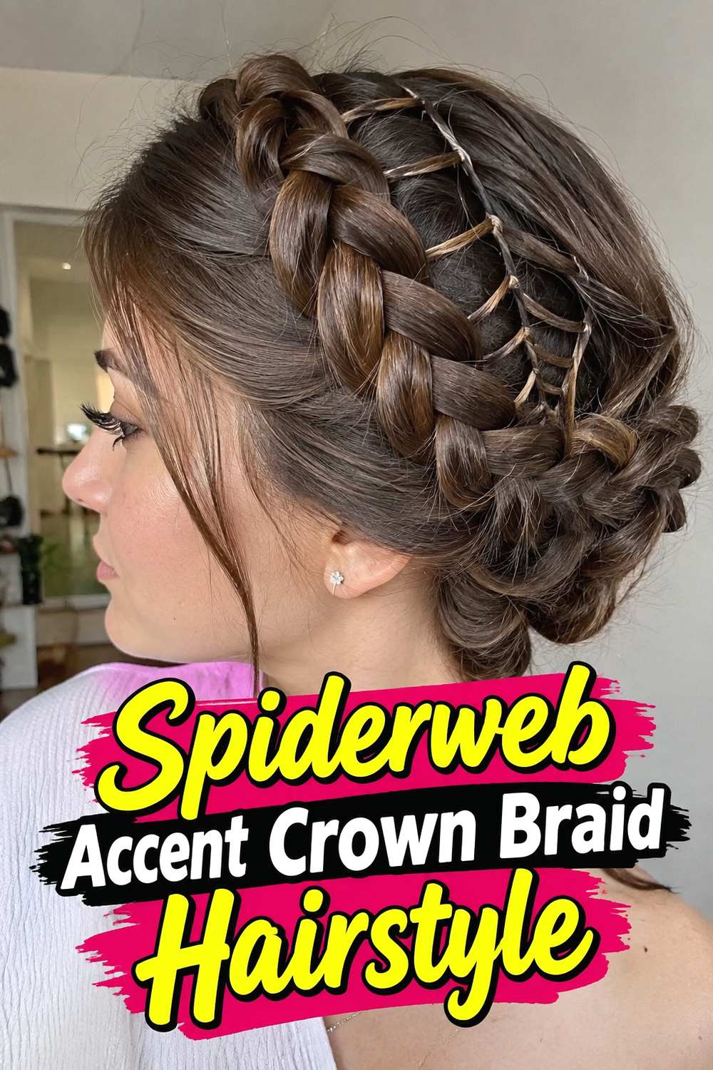 Spiderweb Accent Crown Braid Hairstyle