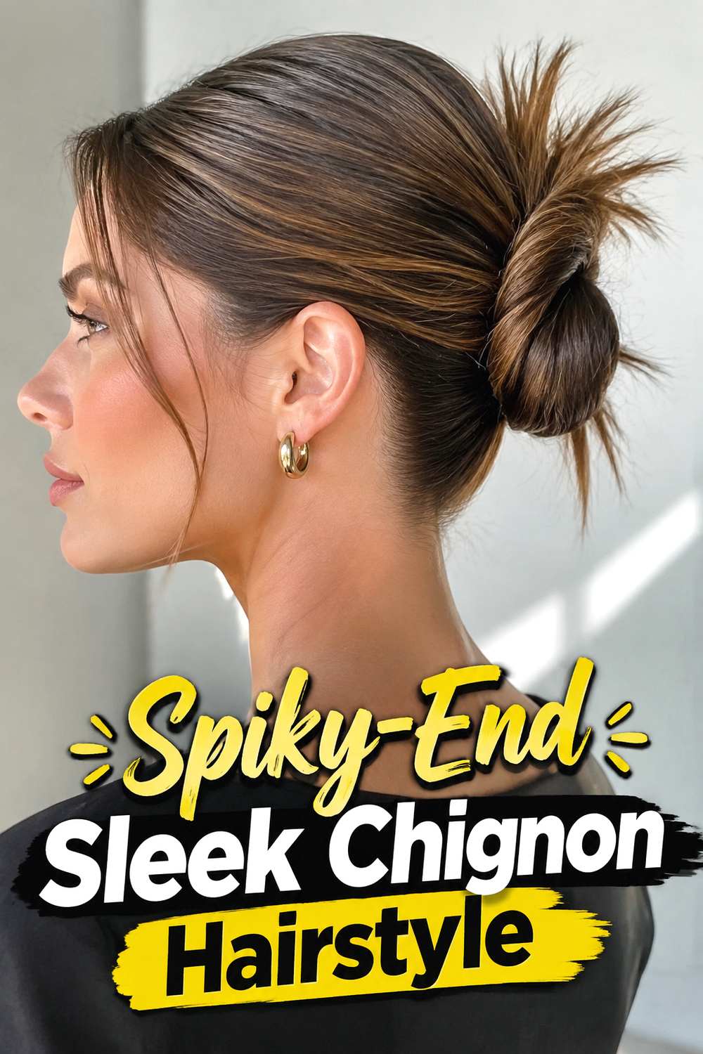 Spiky-End Sleek Chignon Hairstyle