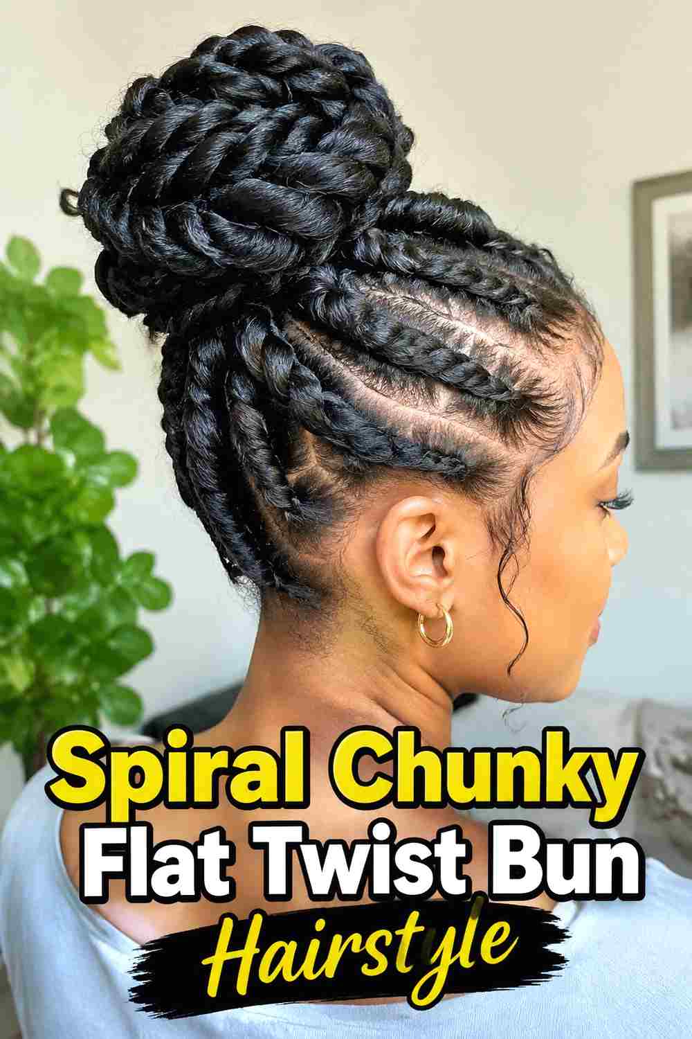 6. Spiral Chunky Flat Twist Bun Hairstyle