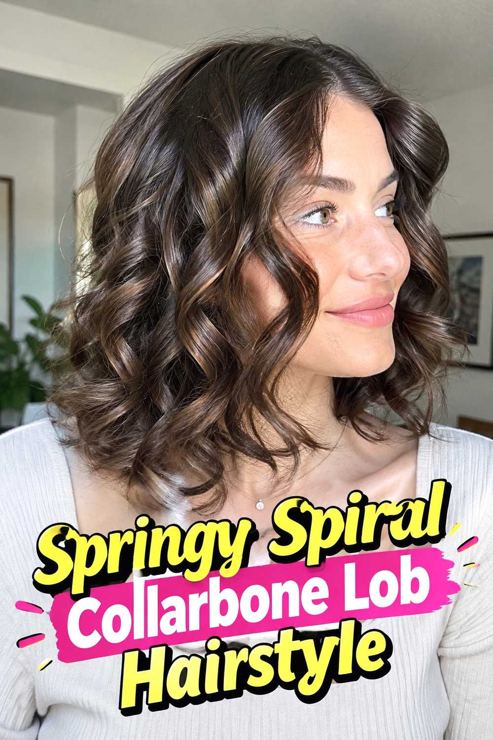 13. Springy Spiral Collarbone Lob Hairstyle