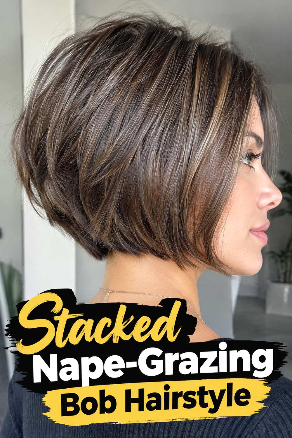 8. Stacked Nape Grazing Bob Hairstyle
