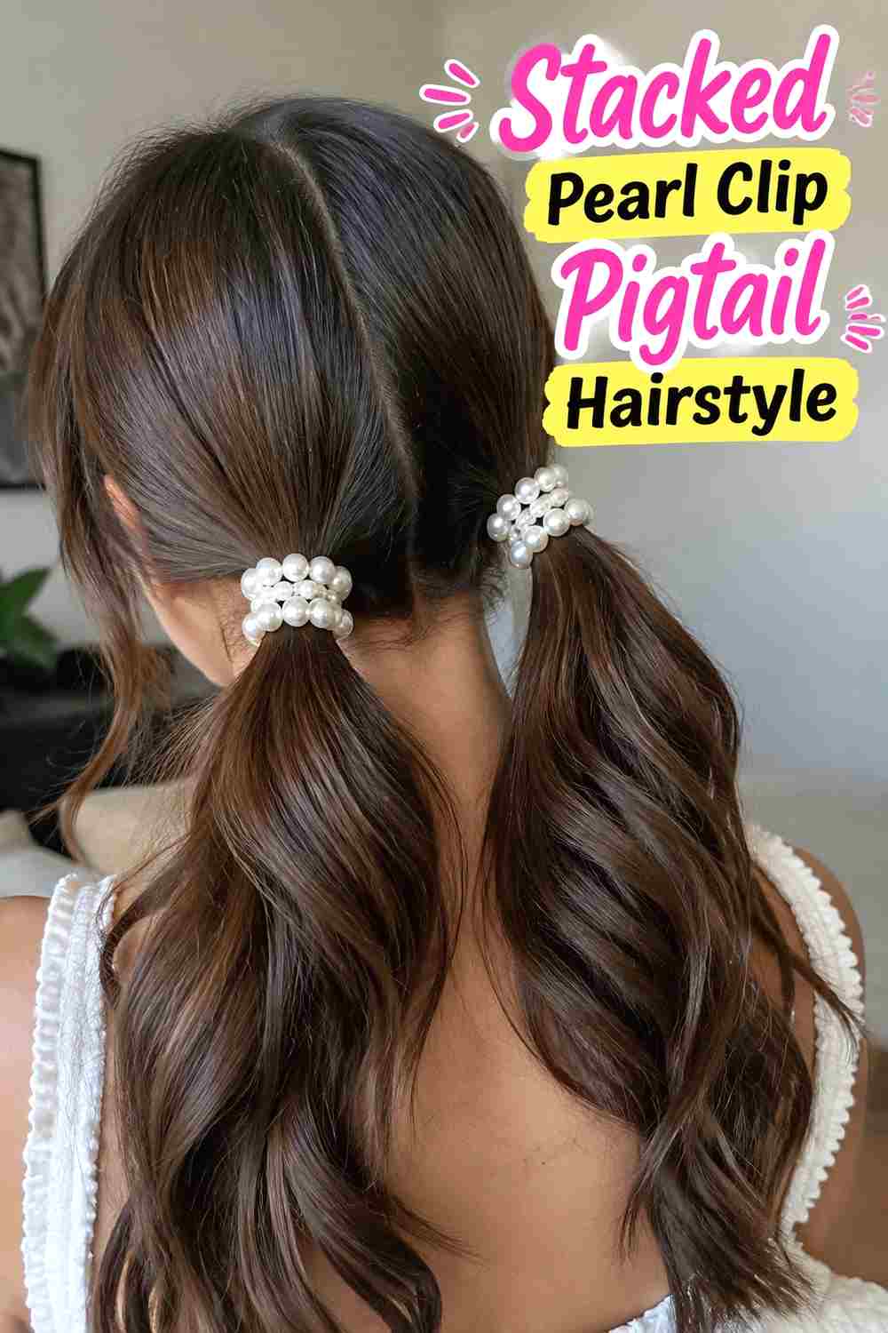 11. Stacked Pearl Clip Pigtail Hairstyle