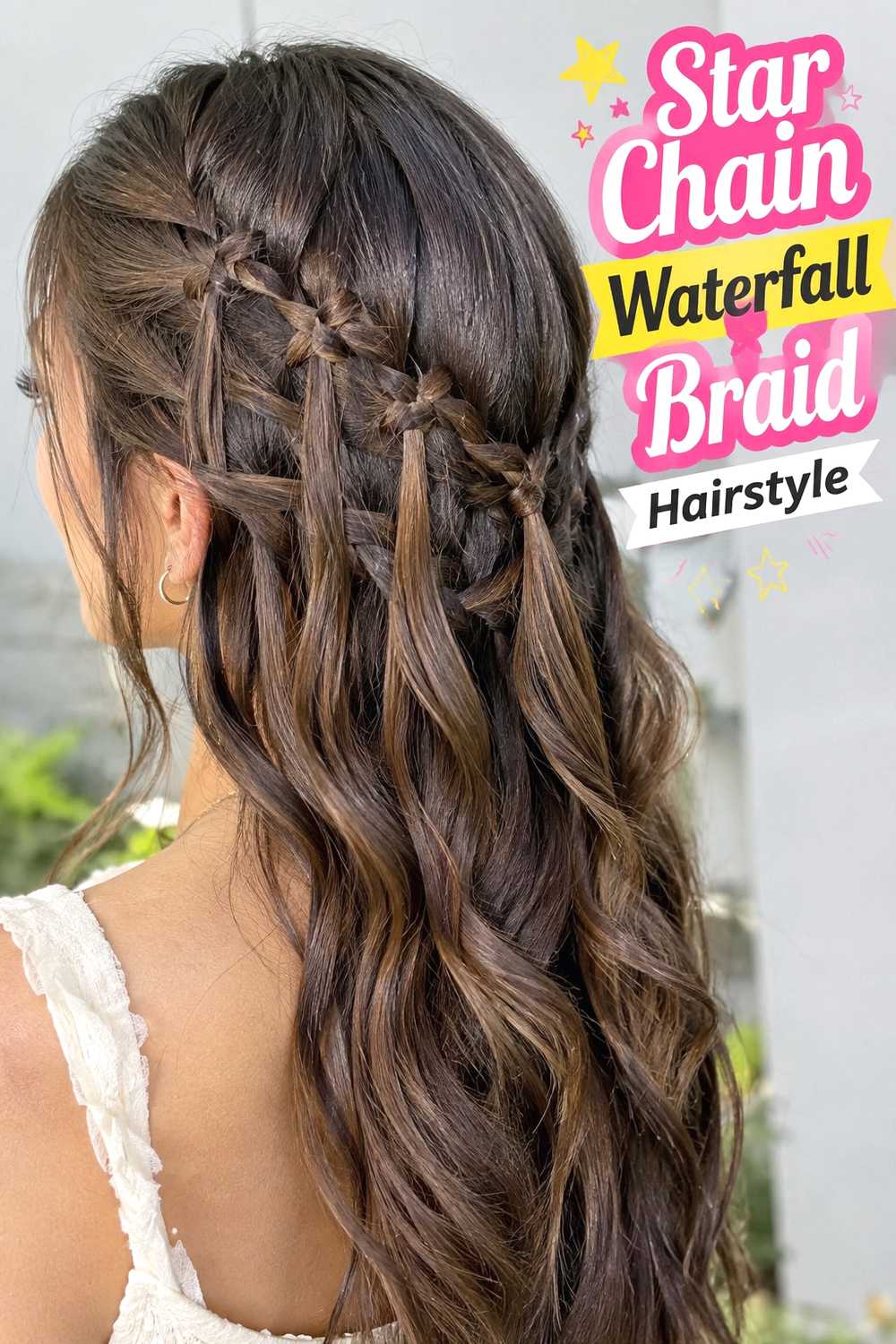 13. Star Chain Waterfall Braid Hairstyle