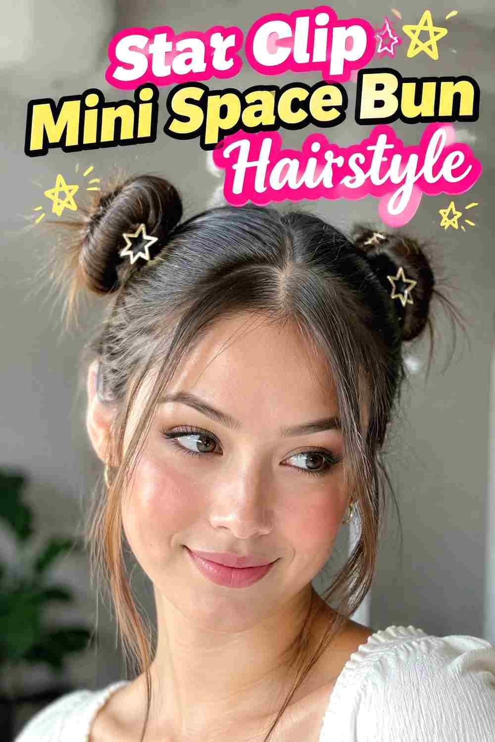 11. Star Clip Mini Space Bun Hairstyle