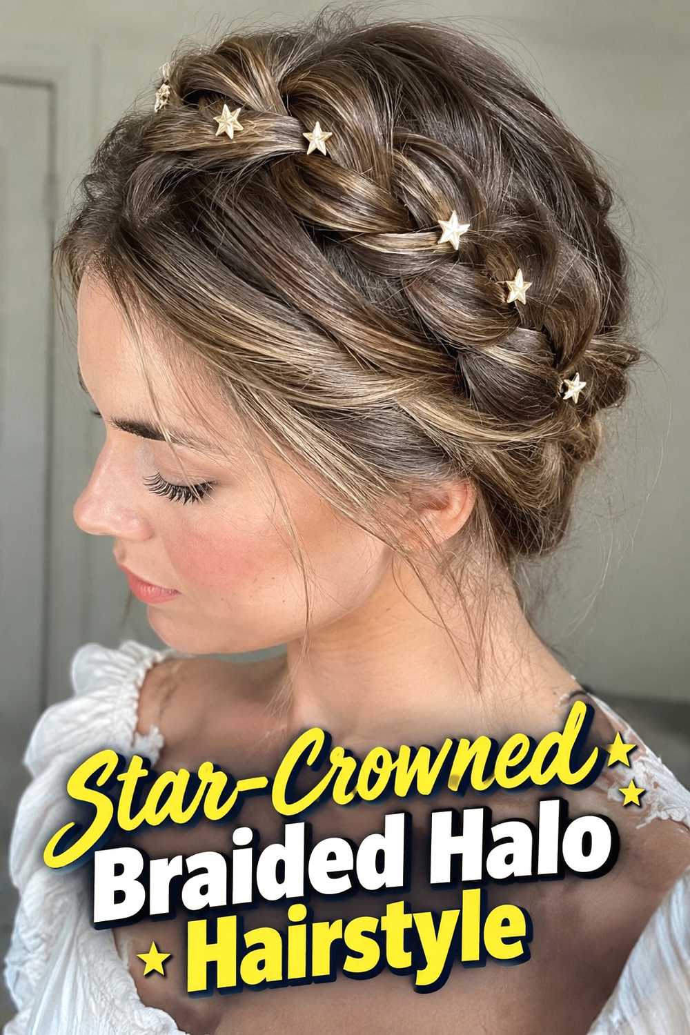 2. Star Crowned Braided Halo Hairstyle