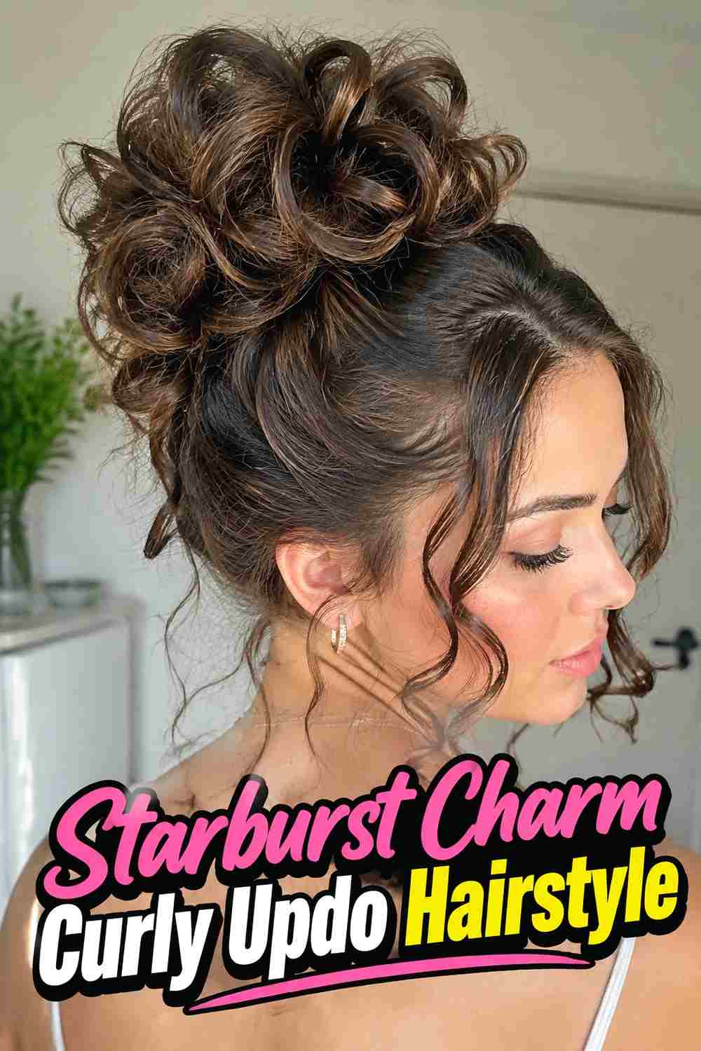 15. Starburst Charm Curly Updo Hairstyle