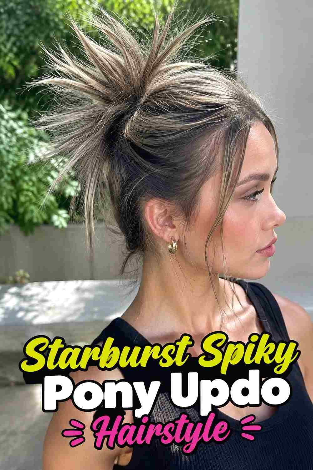 6. Starburst Spiky Pony Updo Hairstyle