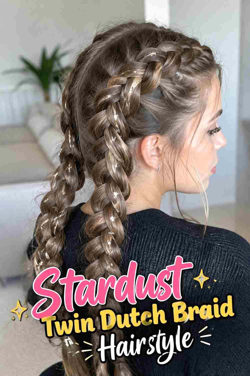 11. Stardust Twin Dutch Braid Hairstyle