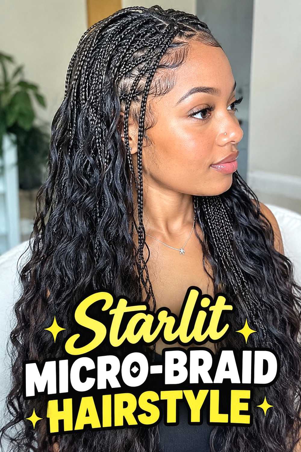 12. Starlit Micro Braid Hairstyle