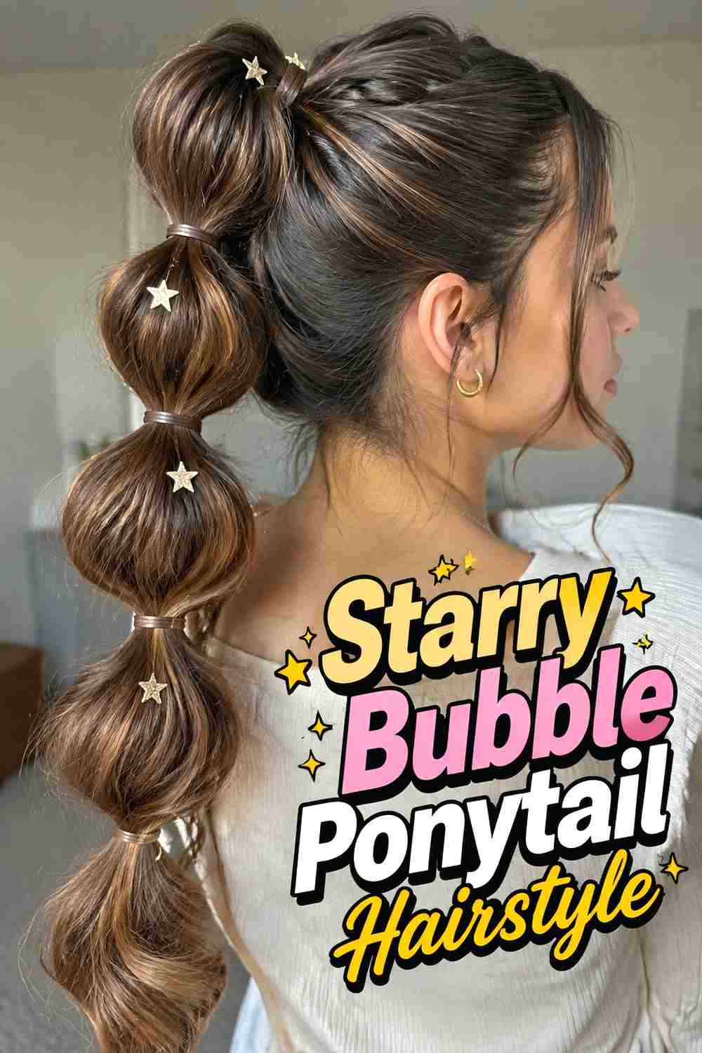 1. Starry Bubble Ponytail Hairstyle