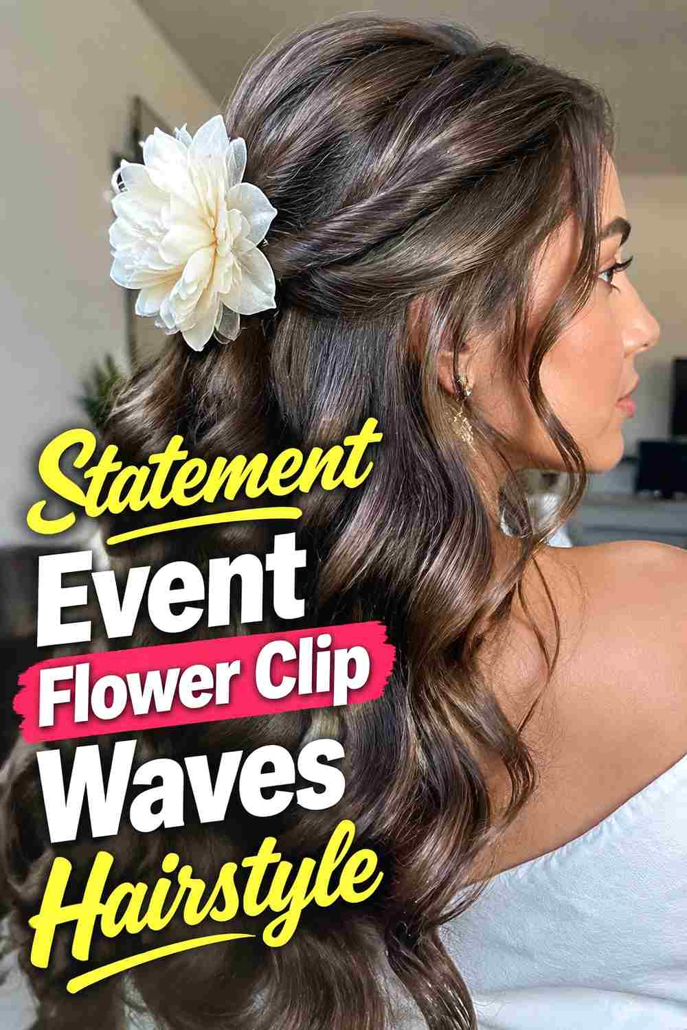 19. Statement Event Flower Clip Waves Hairstyle