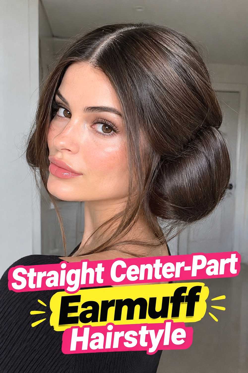 5. Straight Center Part Earmuff Hairstyle