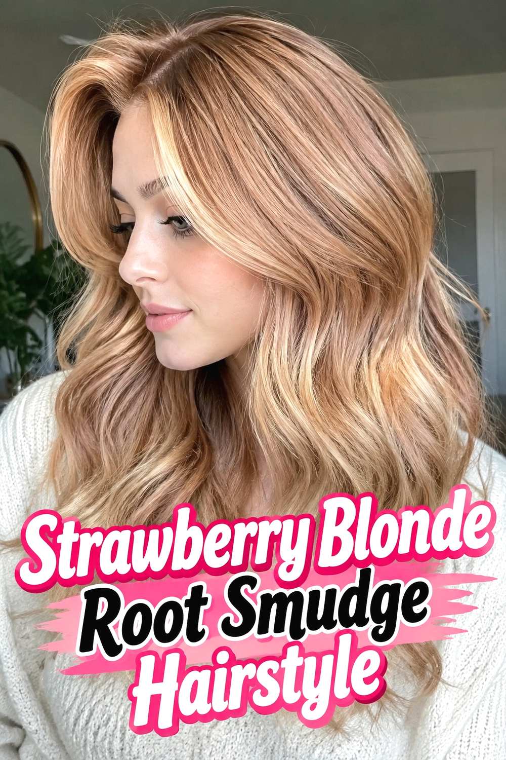 15. Strawberry Blonde Root Smudge Hairstyle