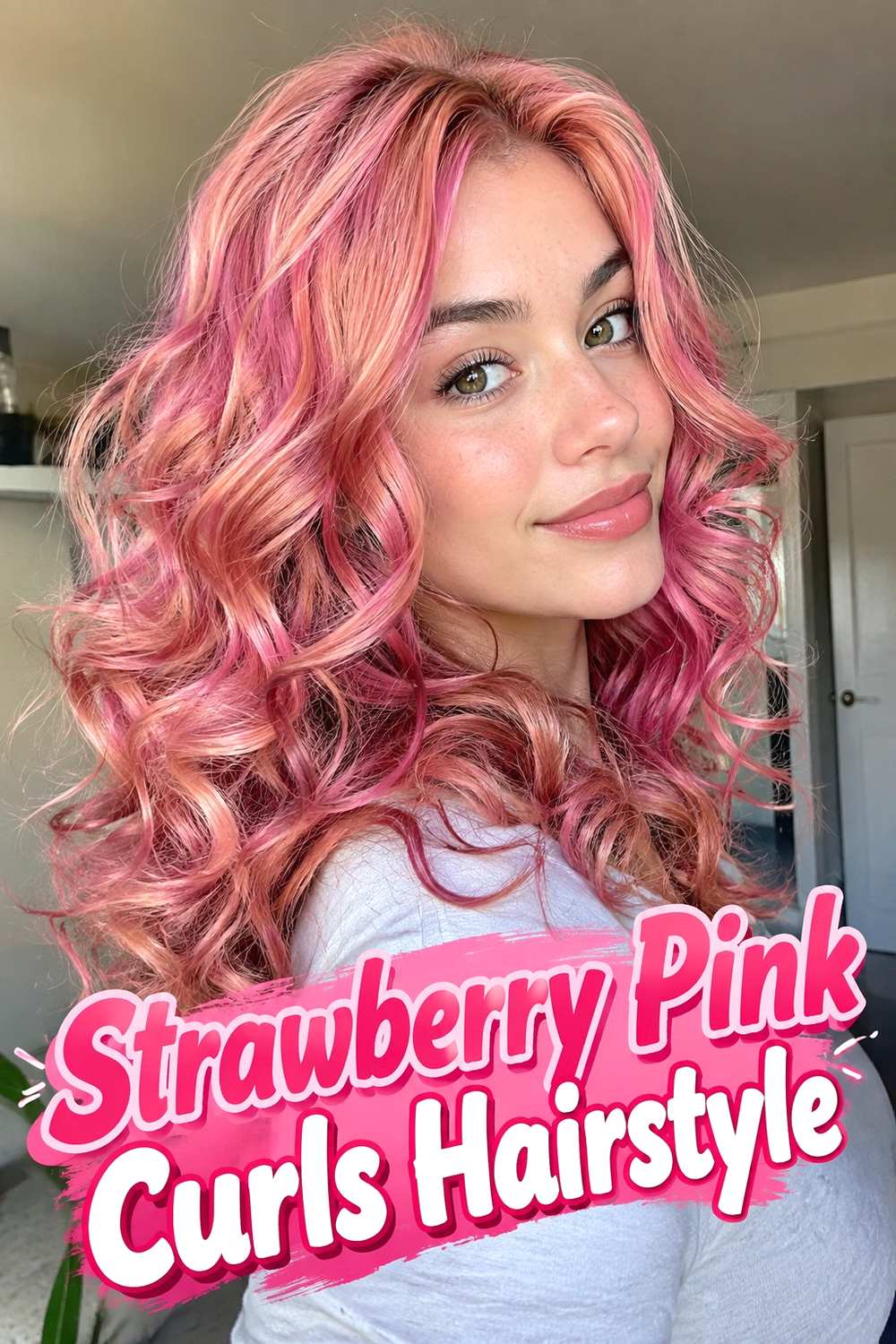11. Strawberry Pink Curls Hairstyle