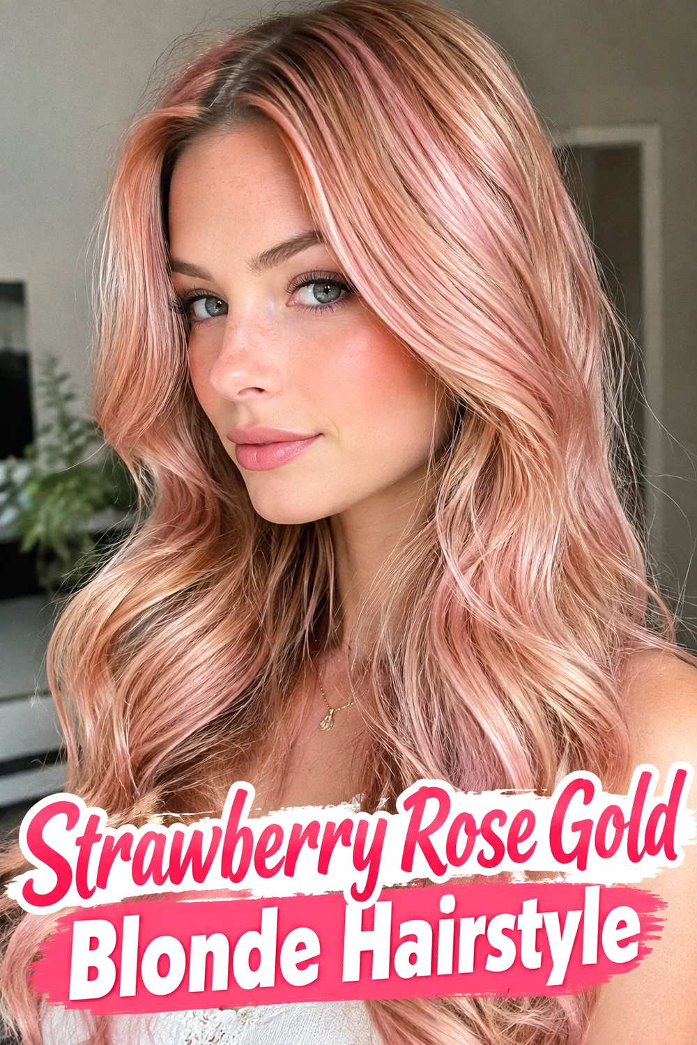6. Strawberry Rose Gold Blonde Hairstyle