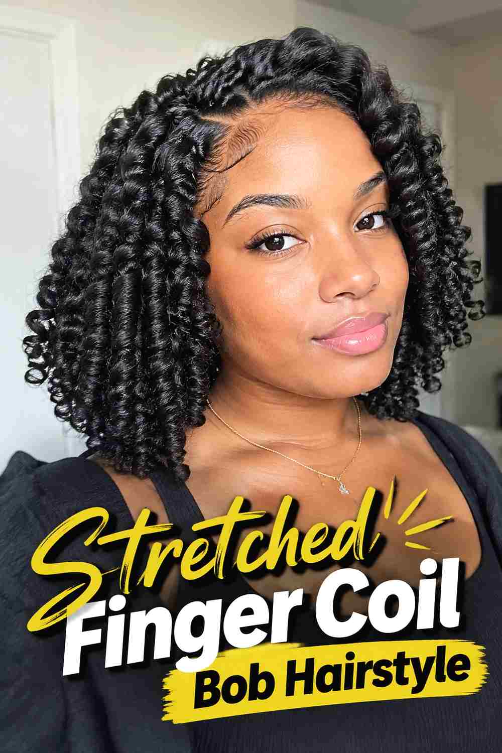 17. Stretched Finger Coil Bob Hairstyle