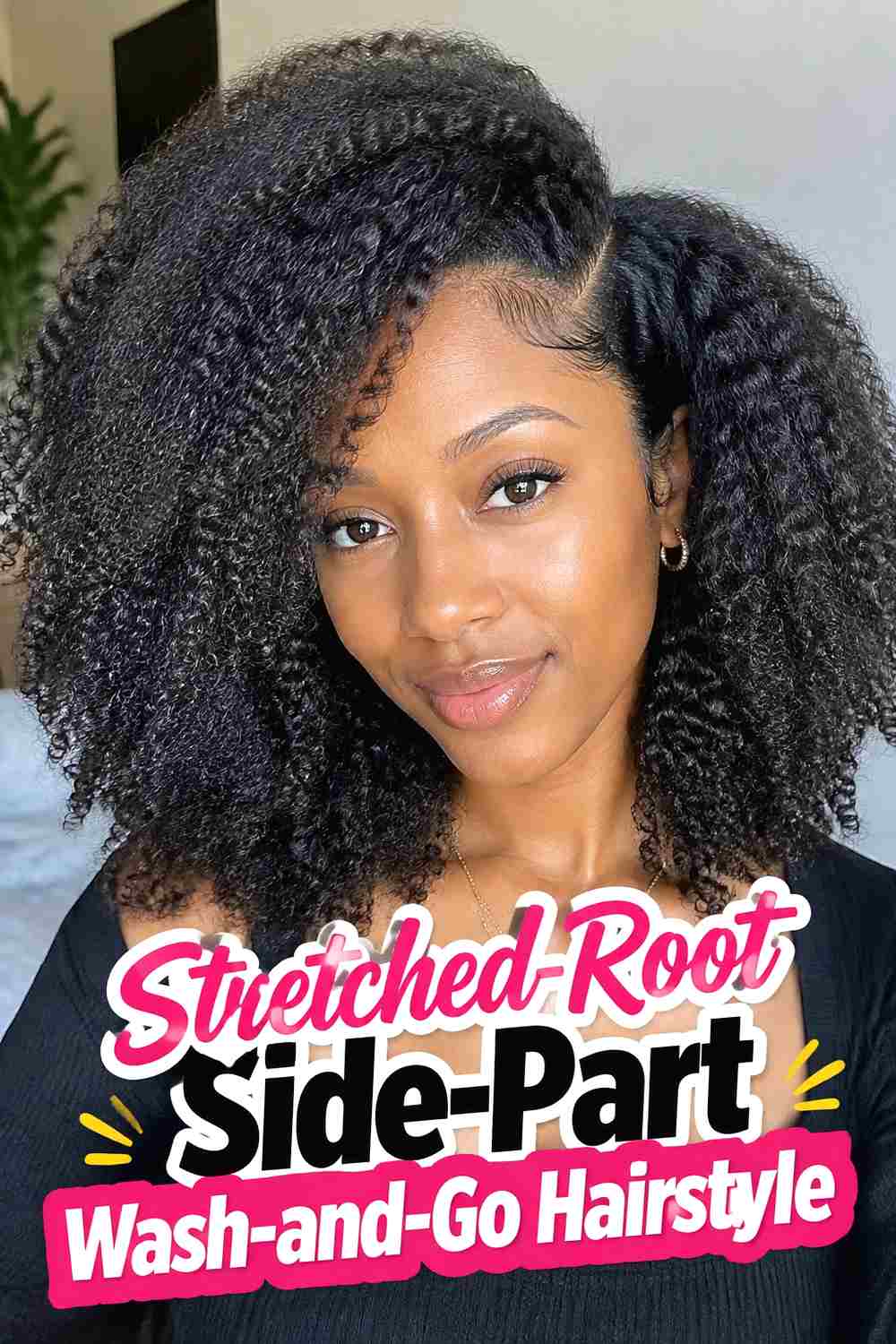 11. Stretched Root Side Part Wash And Go Hairstyle