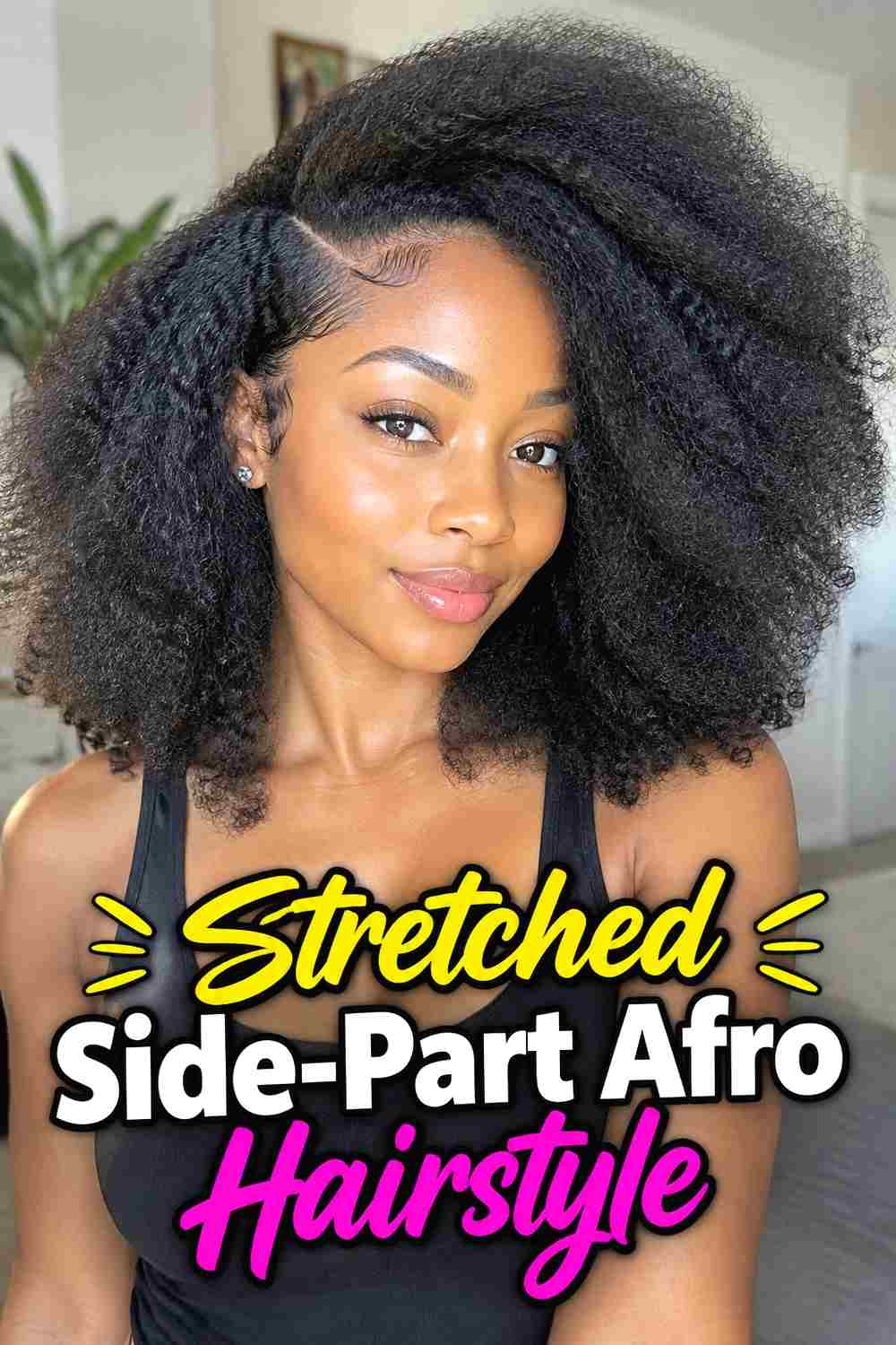 7. Stretched Side Part Afro Hairstyle