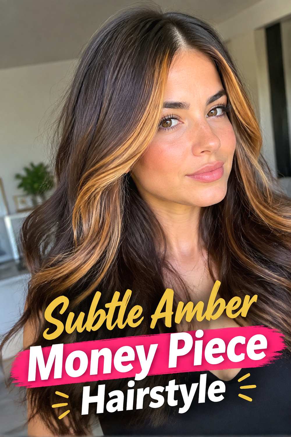 Subtle Amber Money Piece Hairstyle