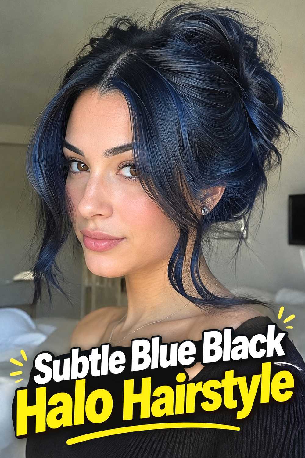 15. Subtle Blue Black Halo Hairstyle