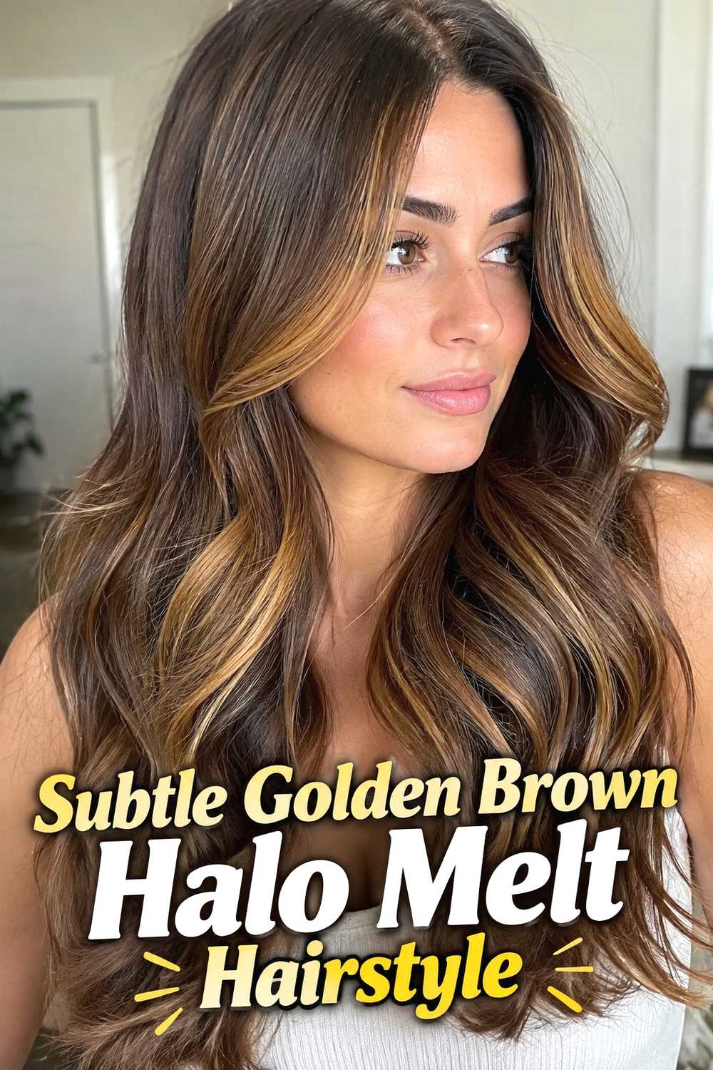 12. Subtle Golden Brown Halo Melt Hairstyle