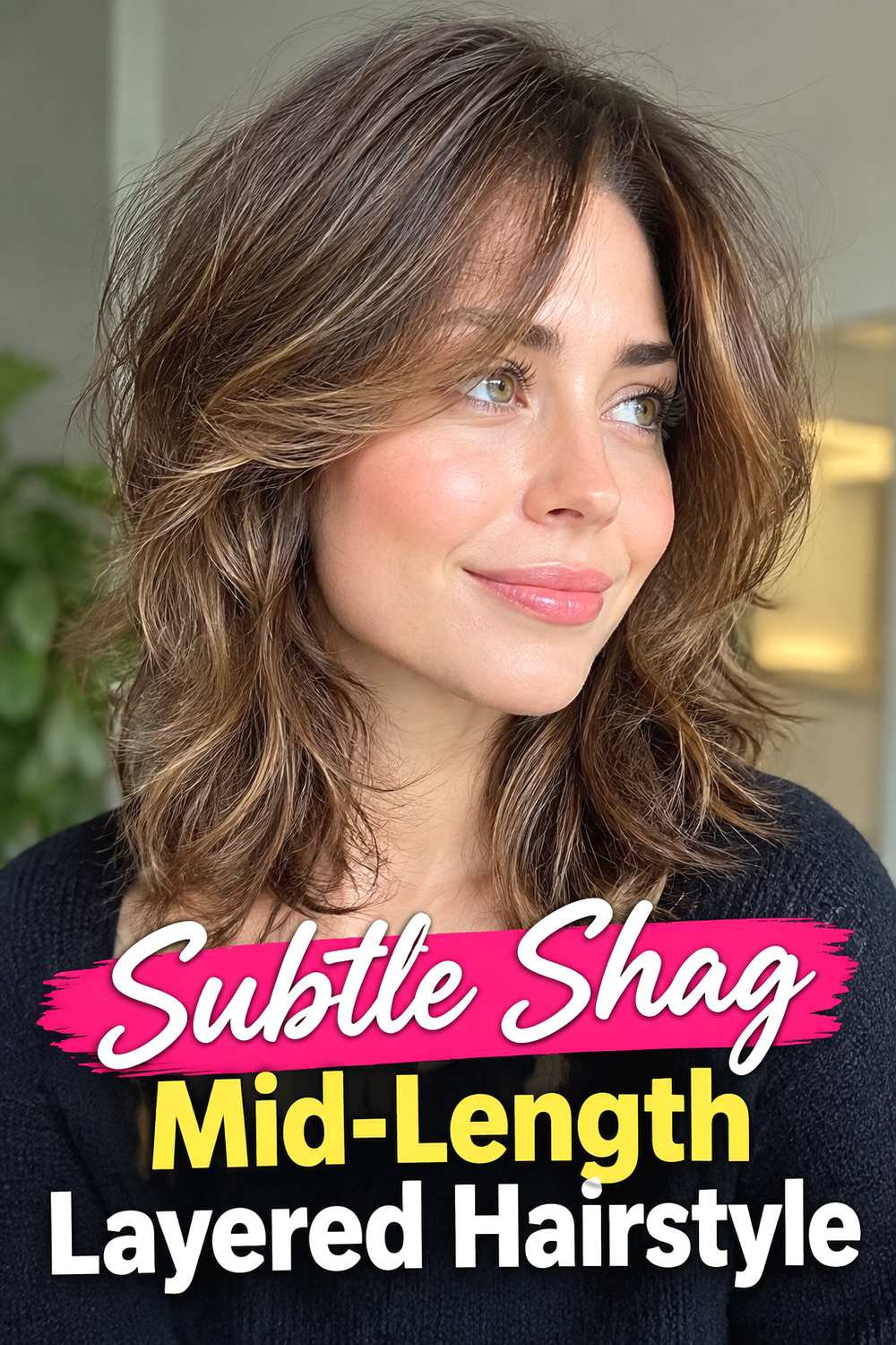 8. Subtle Shag Mid Length Layered Hairstyle