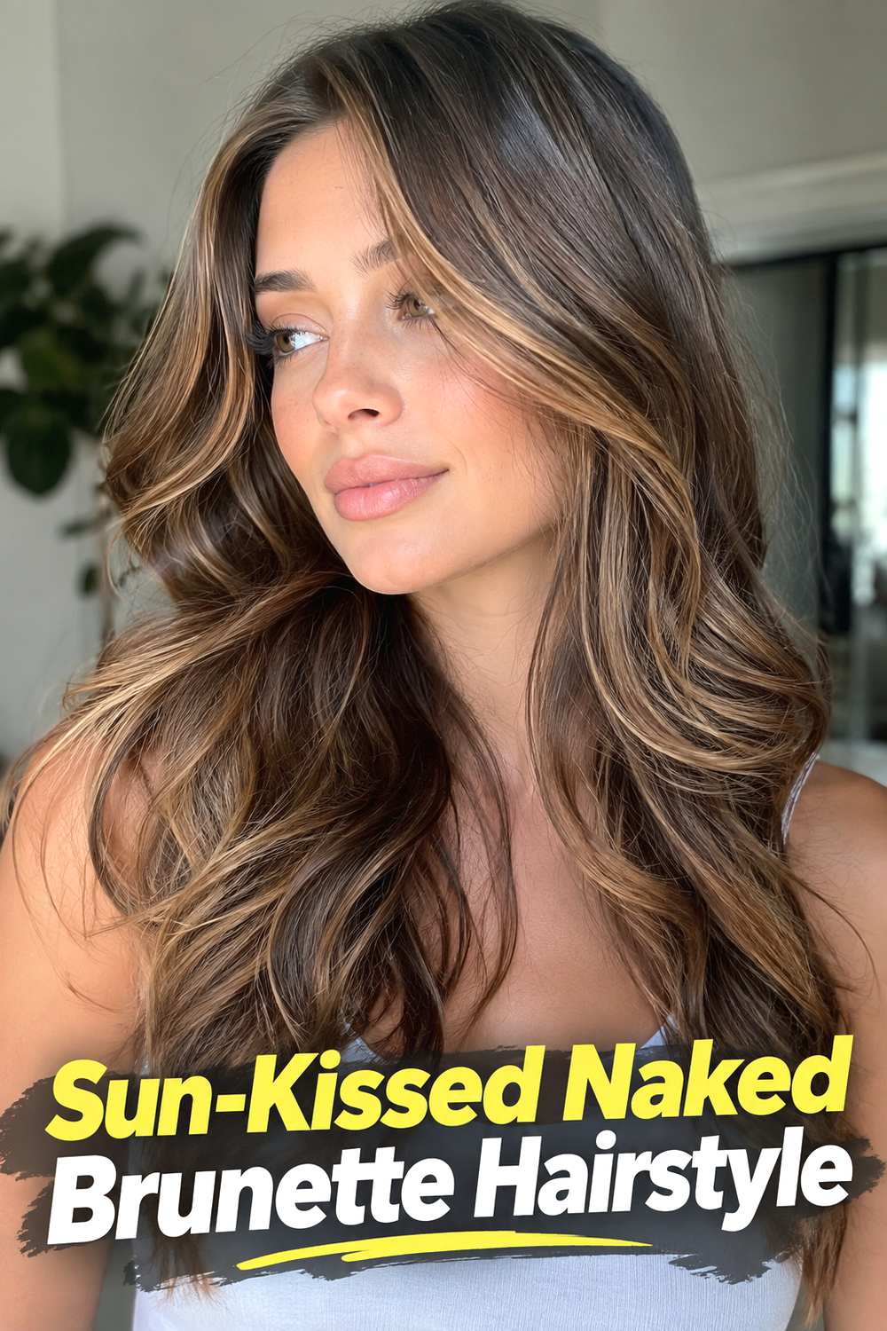 15. Sun Kissed Naked Brunette Hairstyle