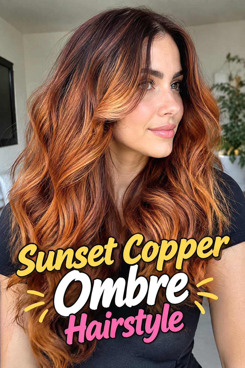 17. Sunset Copper Ombre Hairstyle