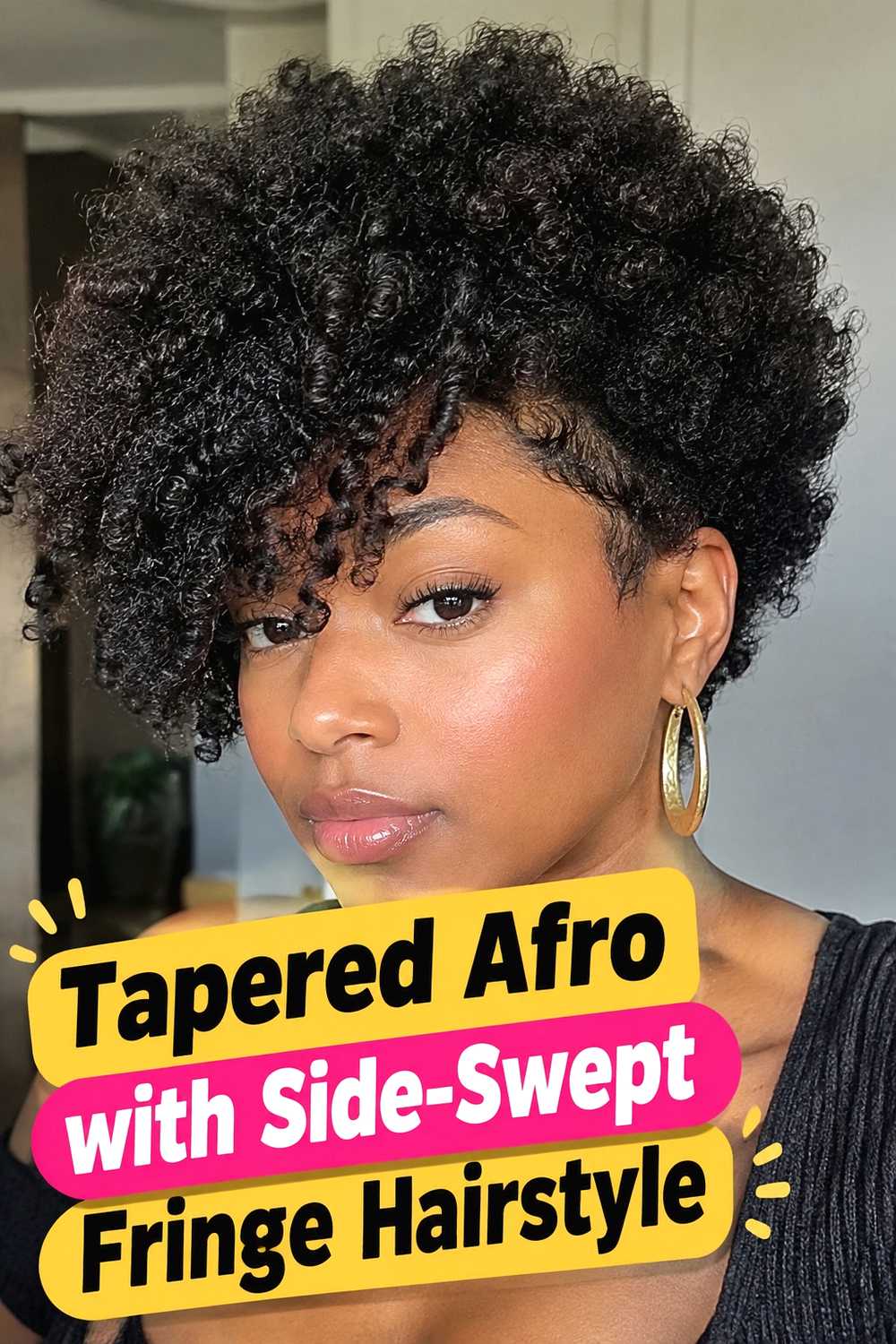 7. Tapered Afro With Side Swept Fringe Hairstyle