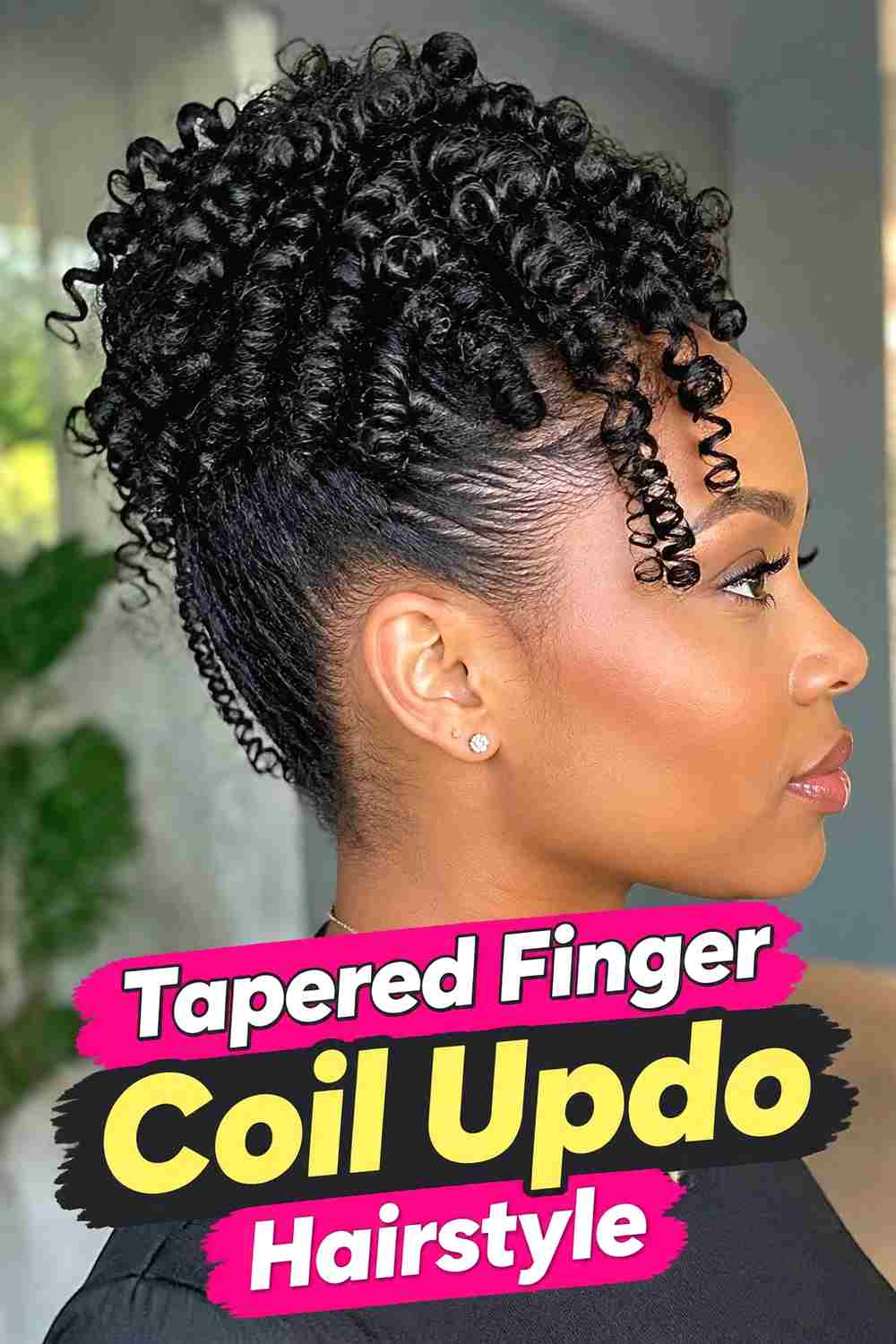17. Tapered Finger Coil Updo Hairstyle
