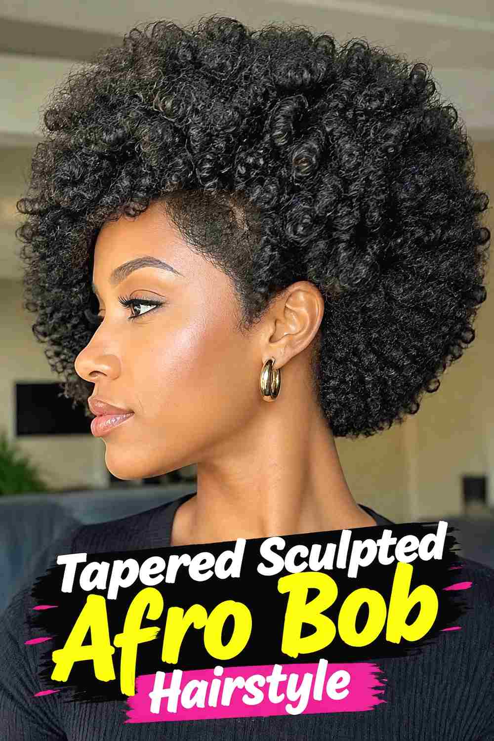 3. Tapered Sculpted Afro Bob Hairstyle